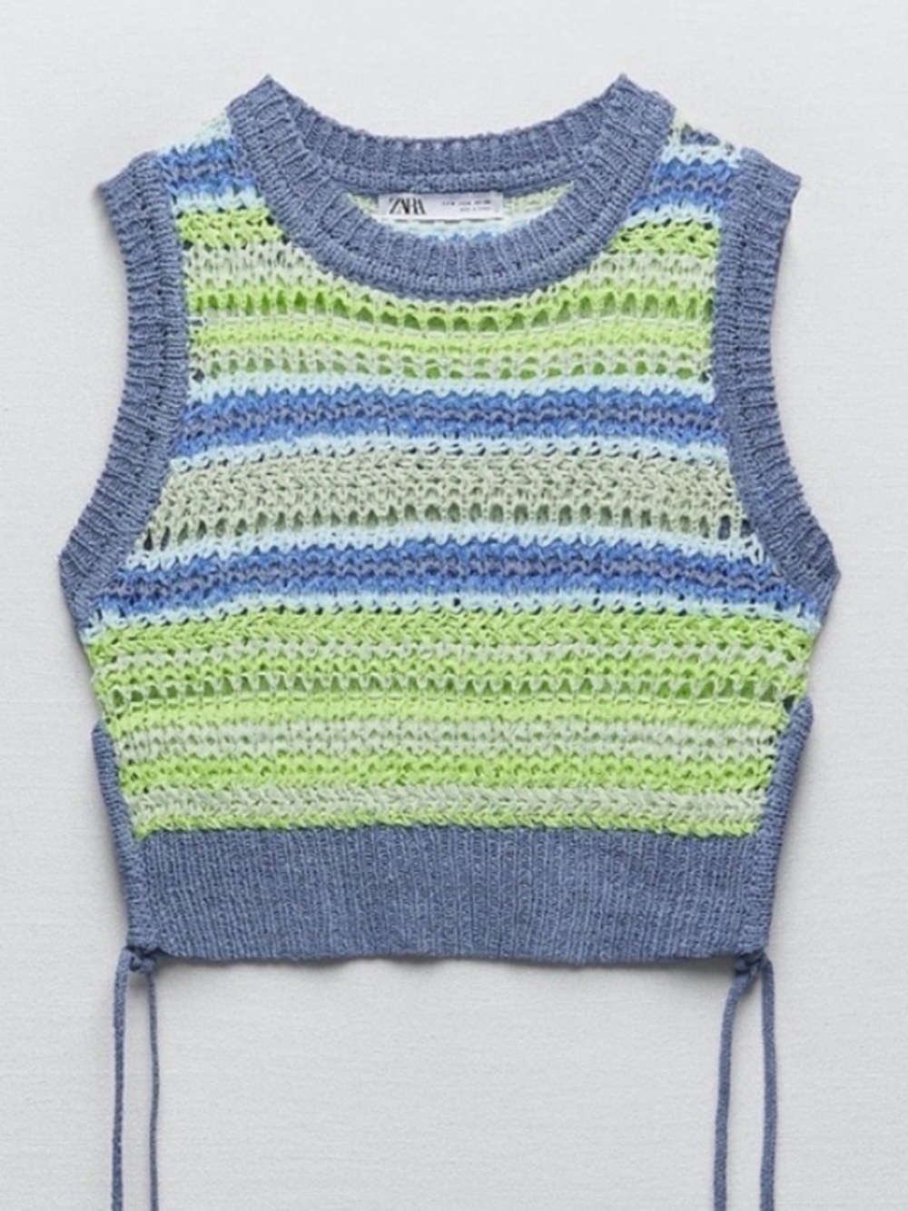 Zara Blue & Yellow Striped Knit Tank Top